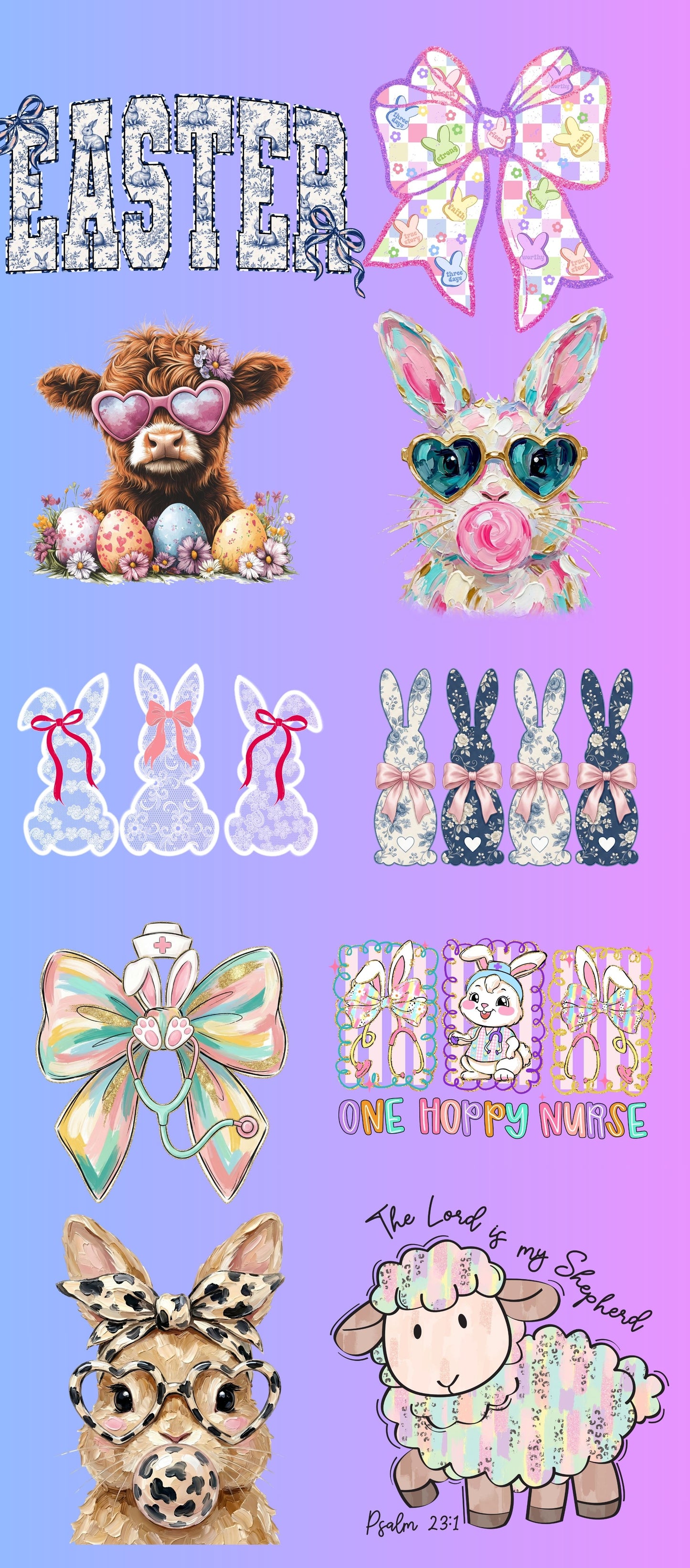 Easter DTF Transfer Bundle – 10 Designs for $20 | Spring & Easter Prints