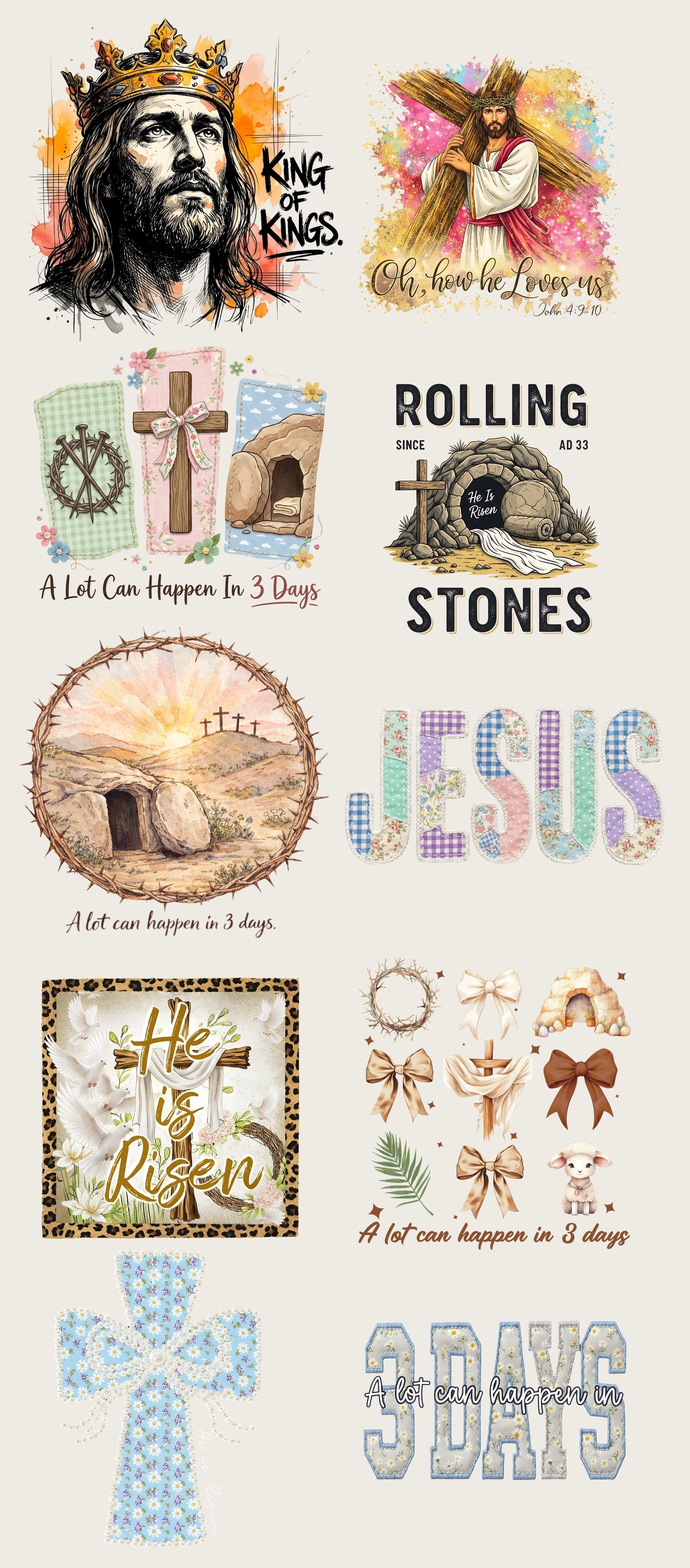 Easter DTF Transfer Bundle – 10 Designs for $20 | Spring & Easter Prints 2