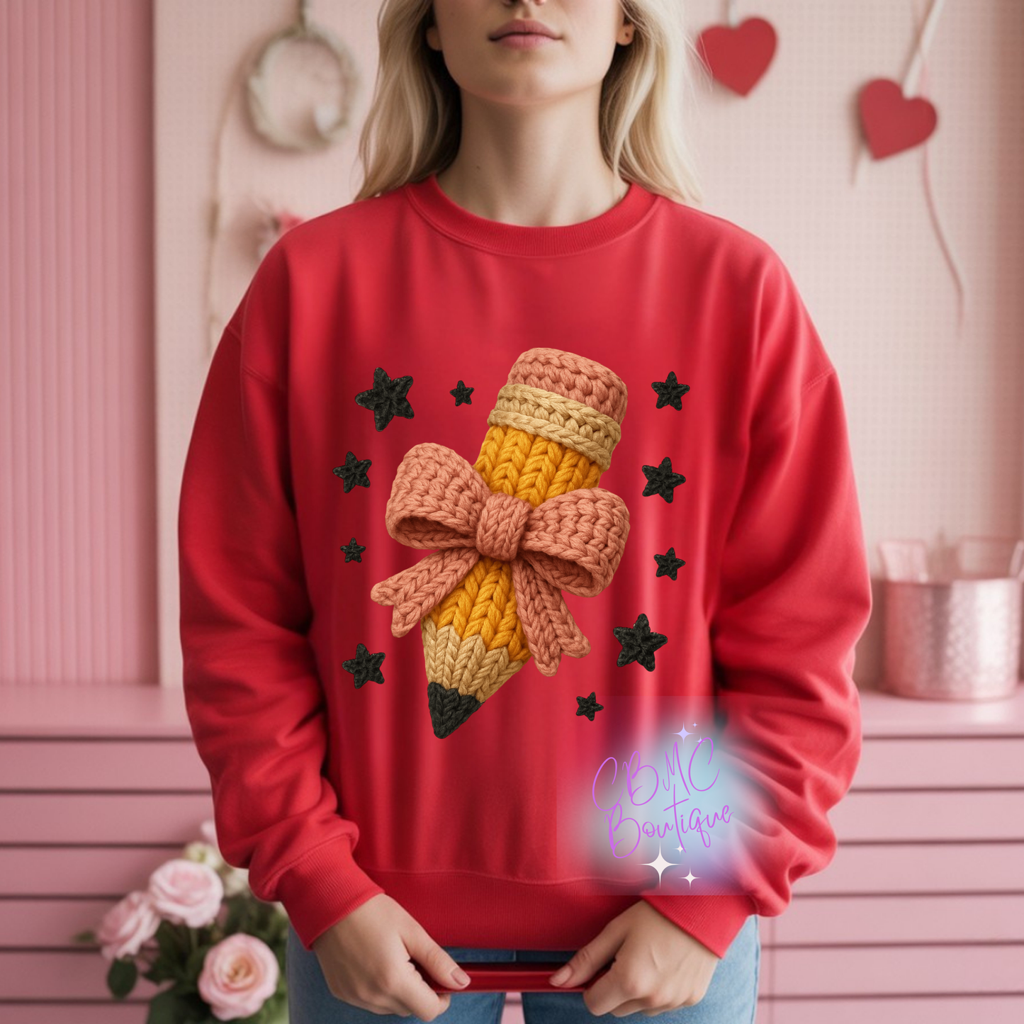 Faux Yarn Pencil Bow - DTF Transfer