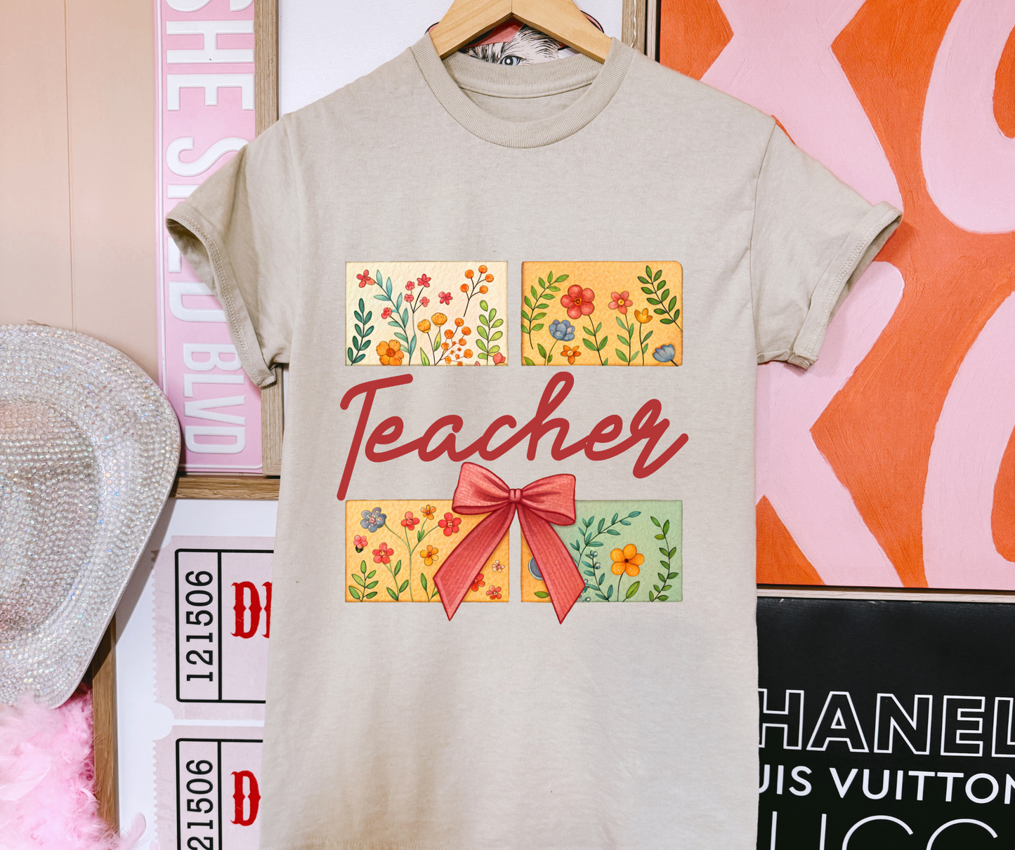 Teacher Flowers and Red Bow