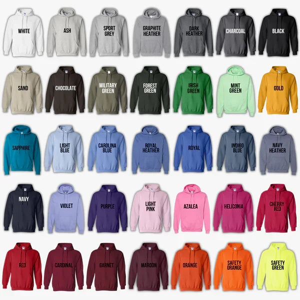 Gildan hoodie manufacturer color chart