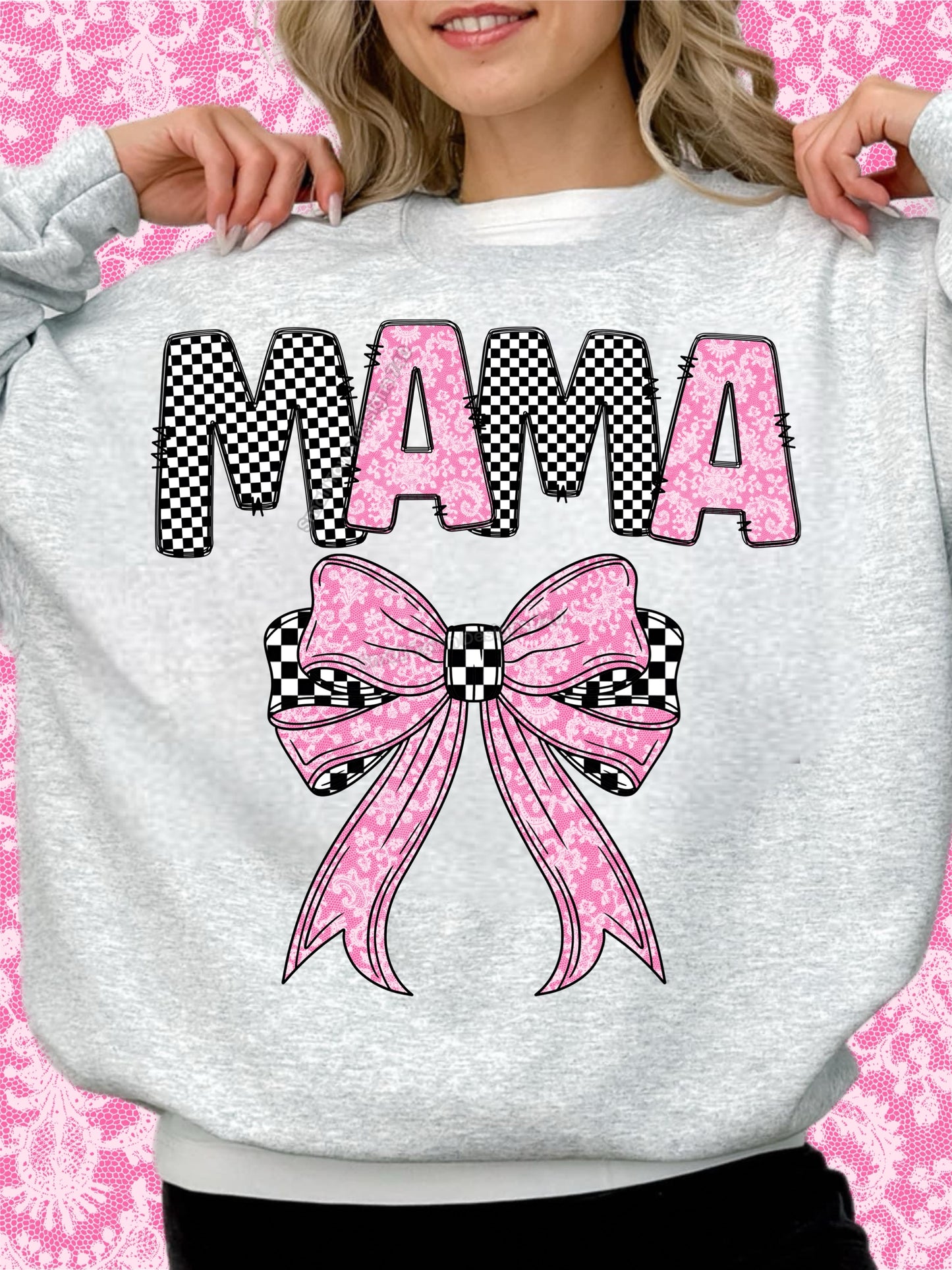 Mama Checkered and Pink Lace