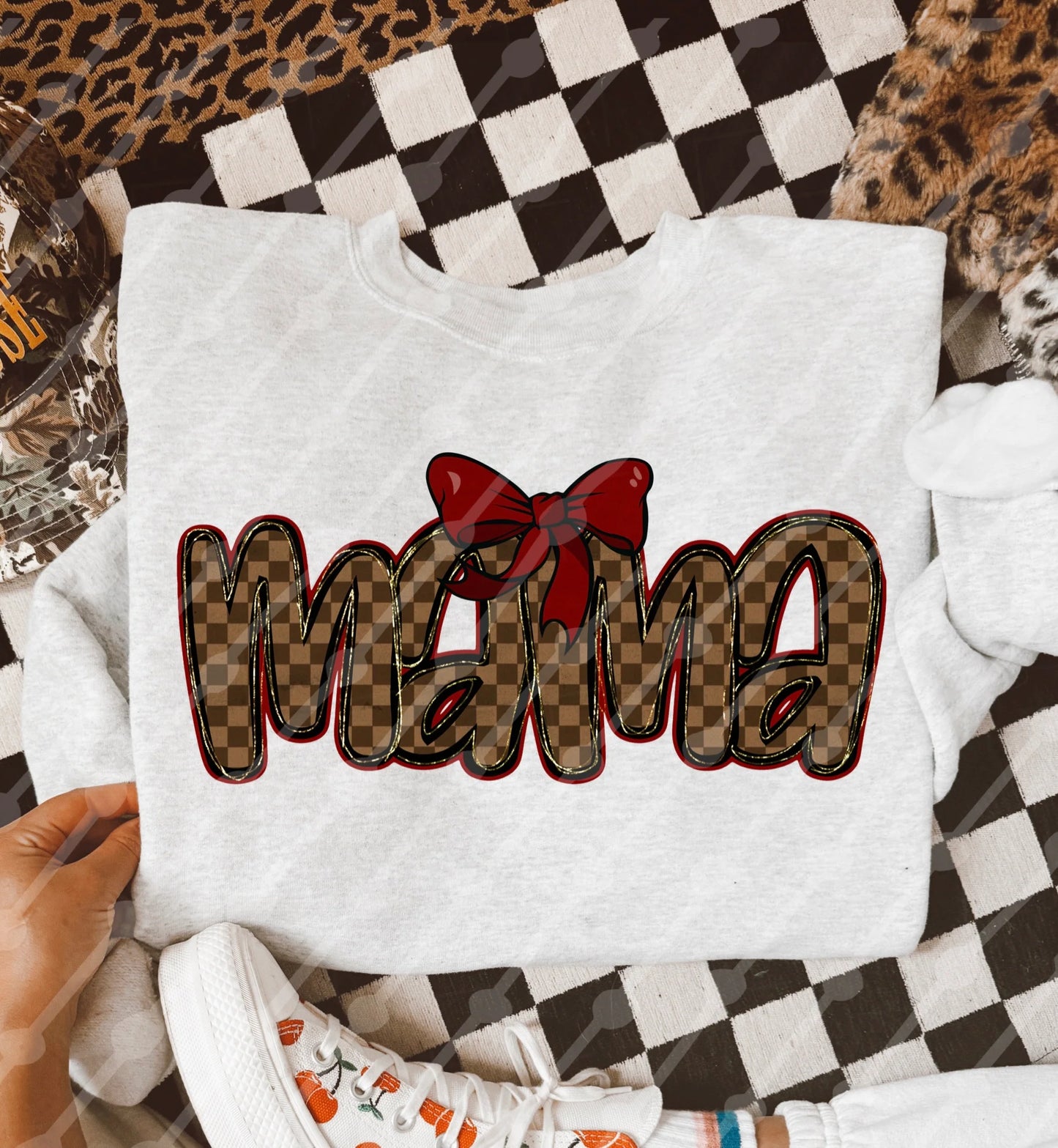 Mama Brown Checker With Red Bow