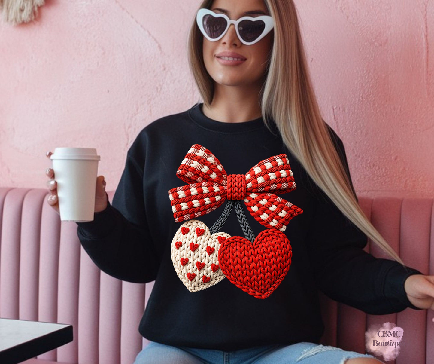 Red and White Faux Yarn Cherries