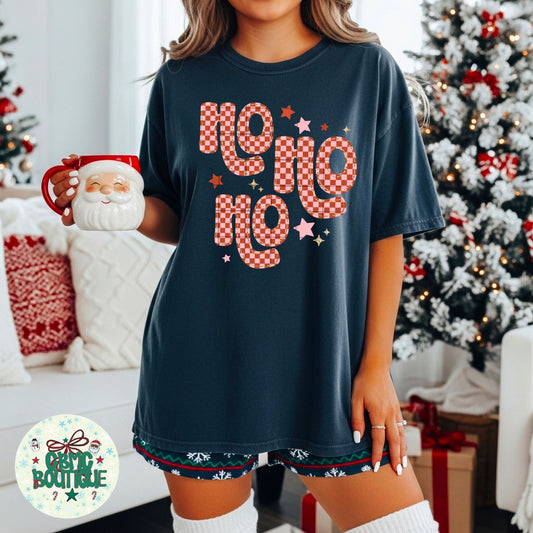 Ho Ho HO Red And Pink Checkered