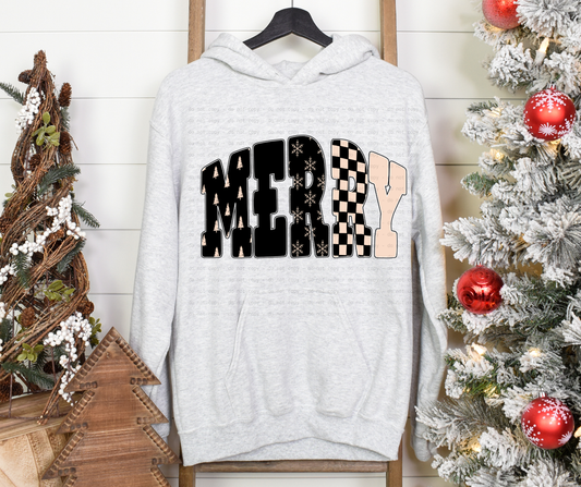 Merry-Black and Cream Multi Pattern