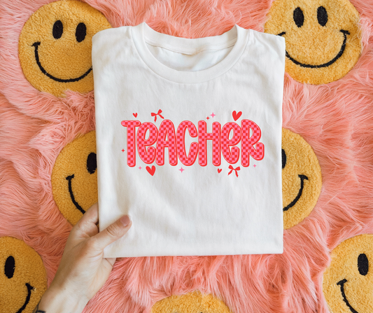 Teacher Checkered Red & Pink