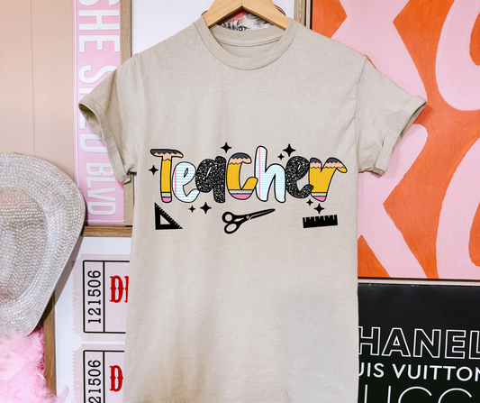Teacher-Yellow, white and black
