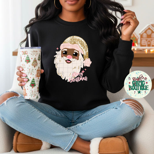 Santa With Gold Glitter Hat