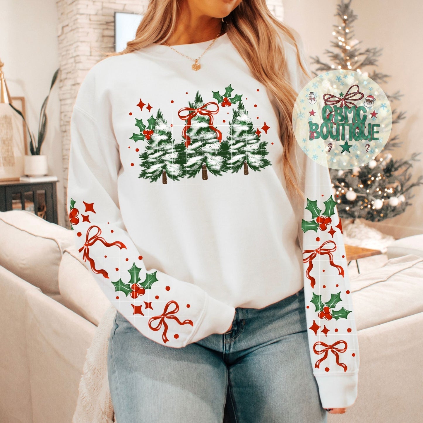 Christmas Trees With Red Bows