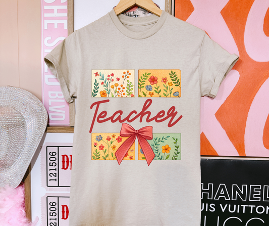 Teacher Flowers and Red Bow