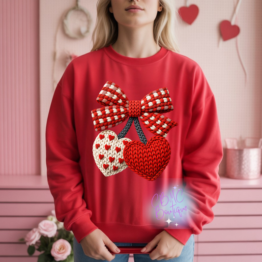 Faux Yarn Valentines  Hearts- DTF Transfer