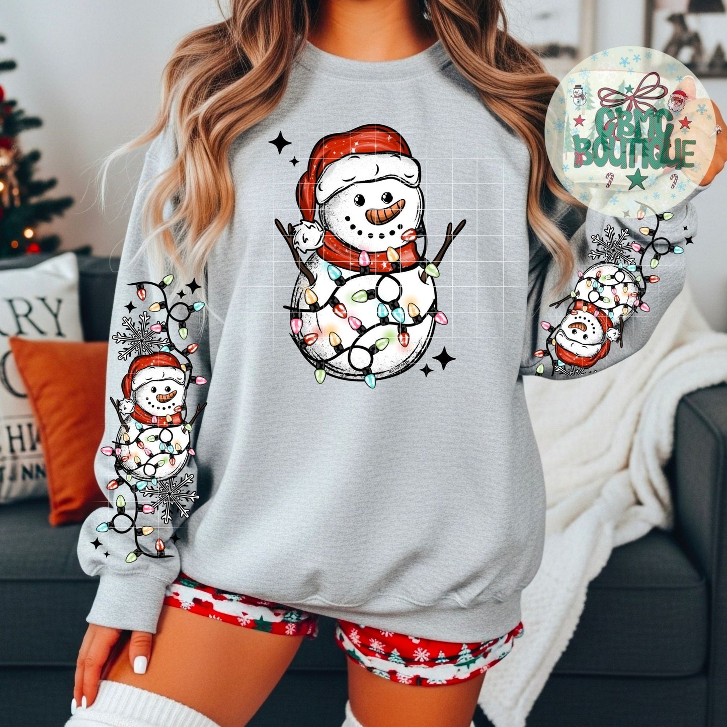 Snowman with Christmas Lights
