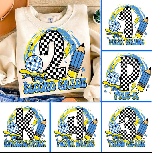 Blue Checkered School Design-Youth Size