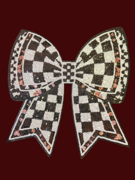 Checkered Bow Chenille Patch Sweatshirt