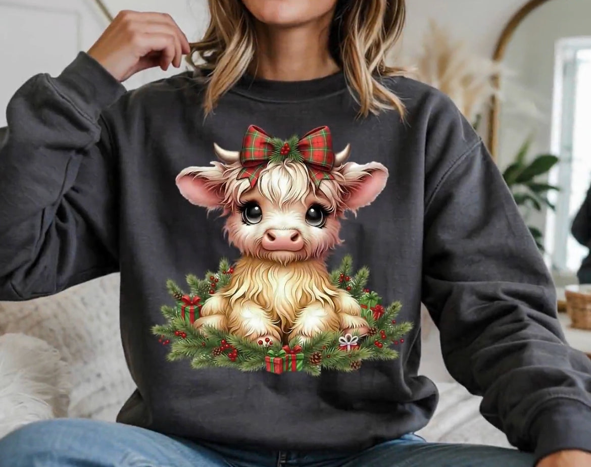 Highland Cows Christmas Bow