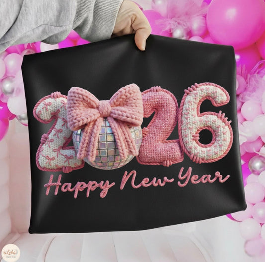 Happy New Year Pink Bow