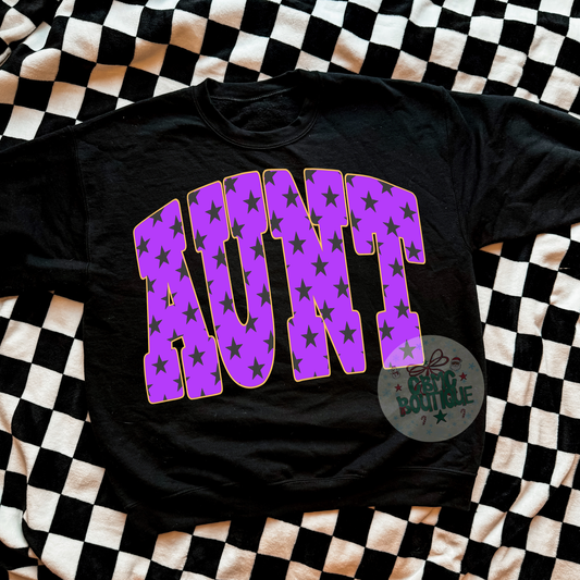 Aunt Purple Stars Pattern