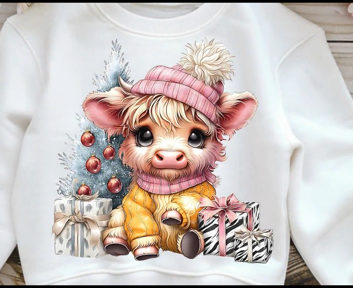 Highland Cow Pink Presents