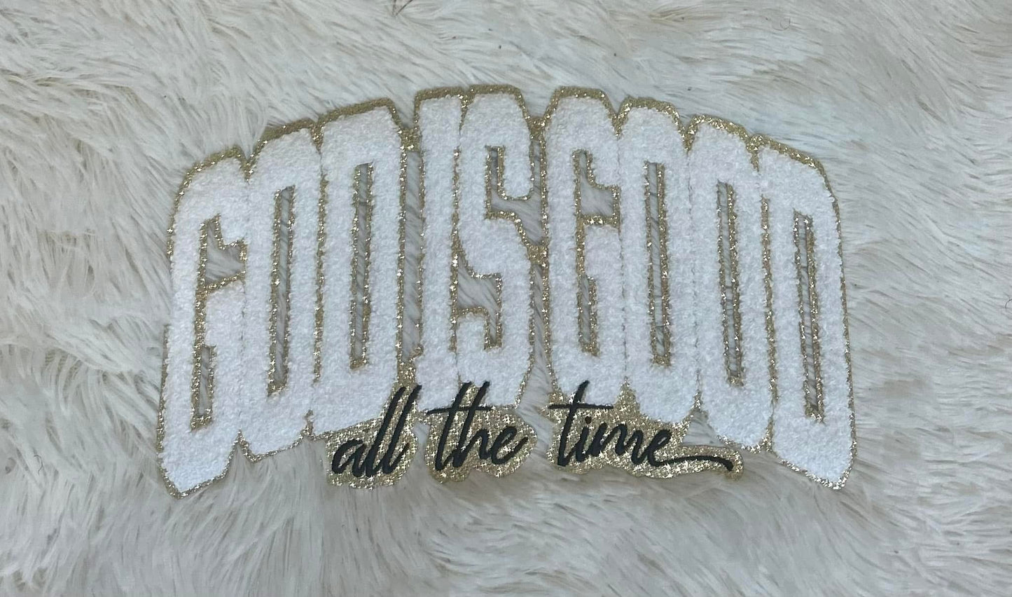 GOD IS GOOD  Chenille Patch Sweatshirt