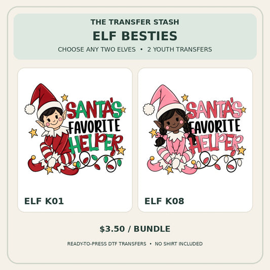 Elf Besties | Build Your Own Youth DTF Bundle — original elf art