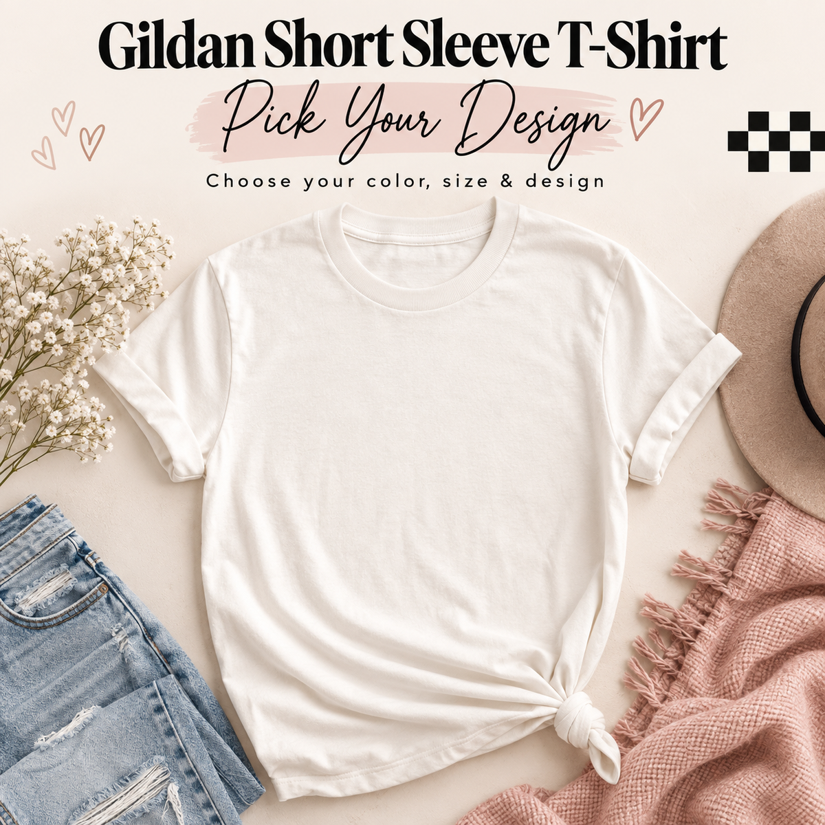 Gildan short sleeve T-shirt pick your design