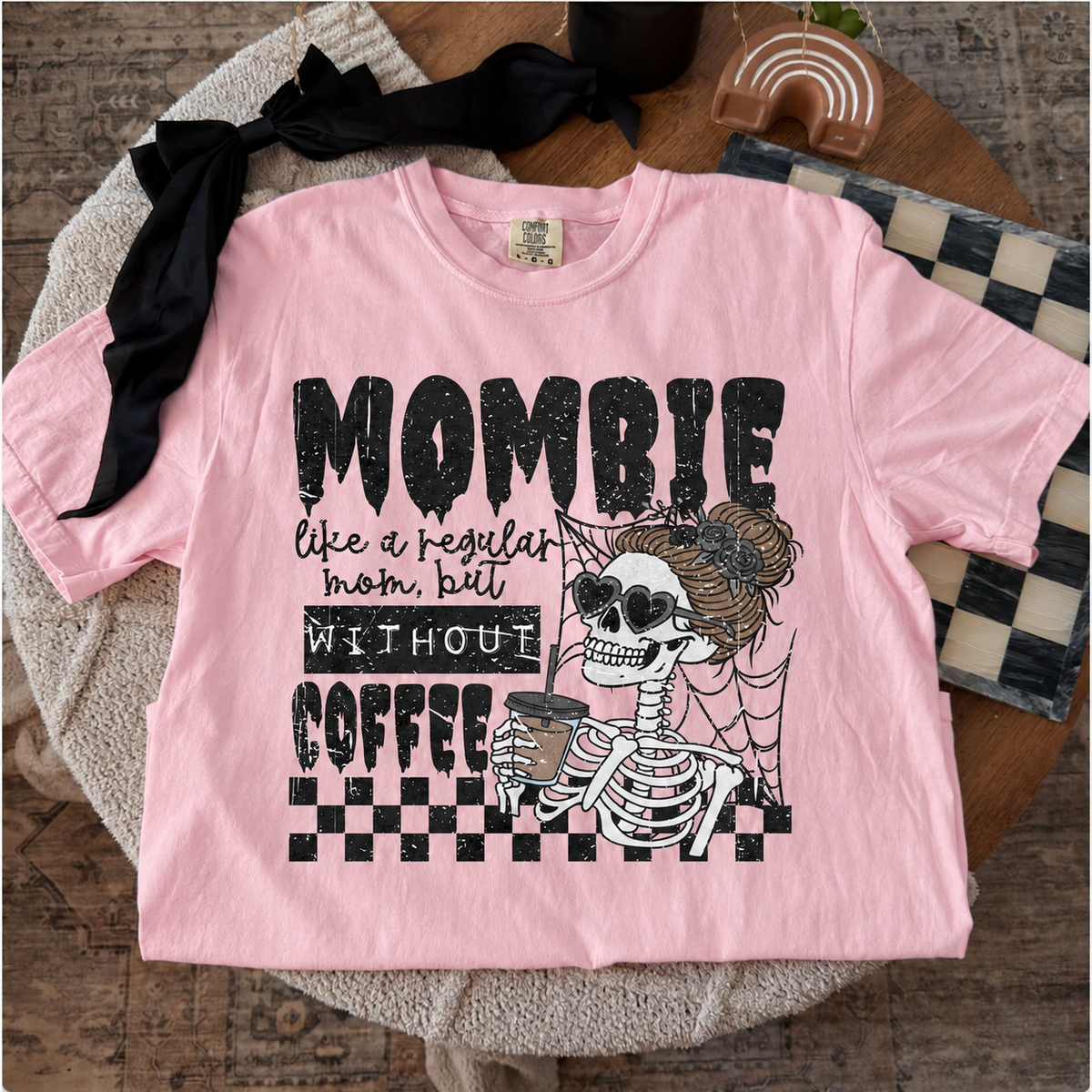 Mombie Without Coffee Comfort Colors Blossom styled color-preview mockup