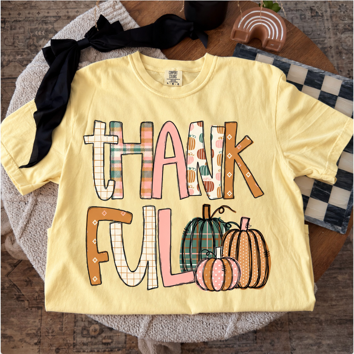 Thankful Pumpkins Comfort Colors Butter styled color-preview mockup