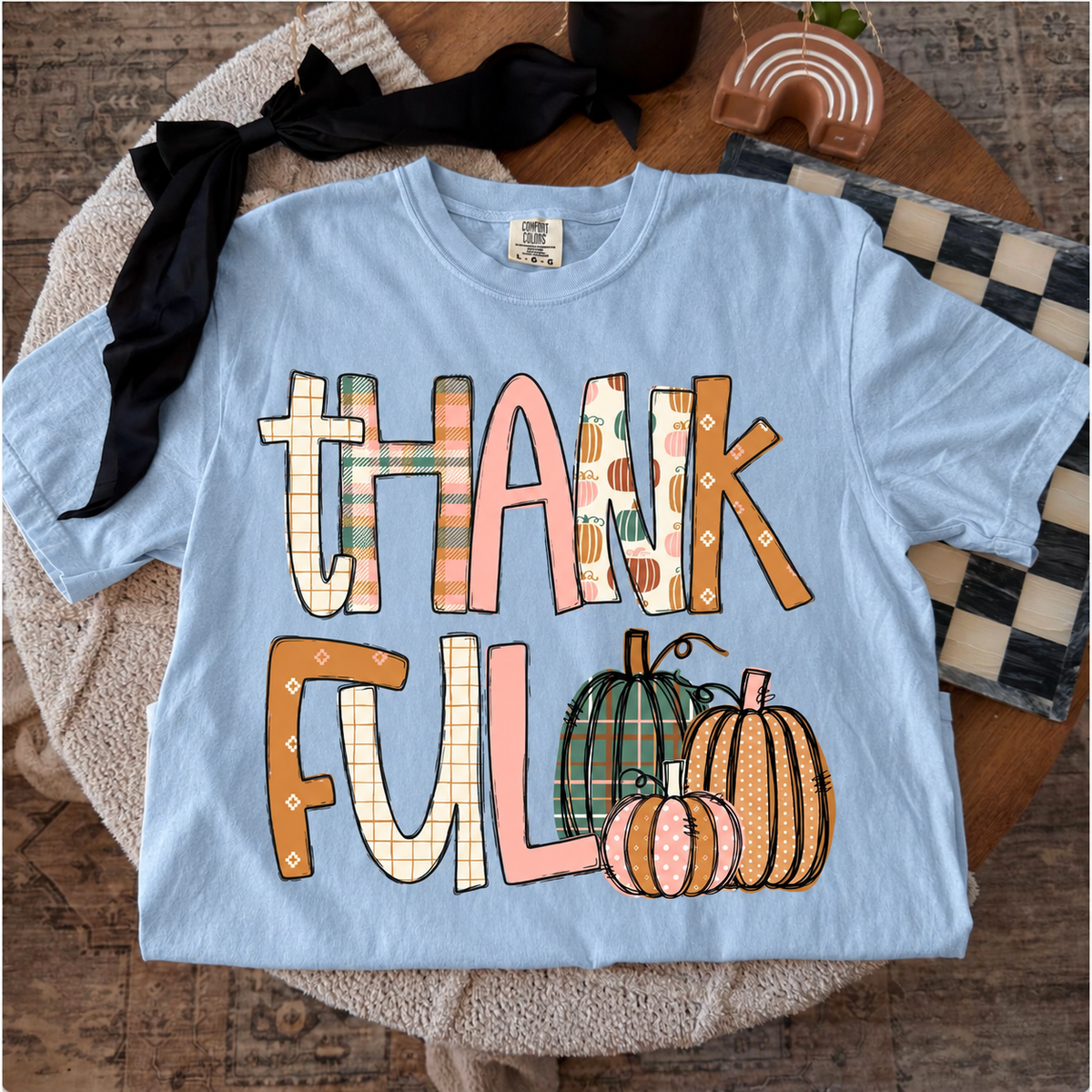 Thankful Pumpkins Comfort Colors Chambray styled color-preview mockup