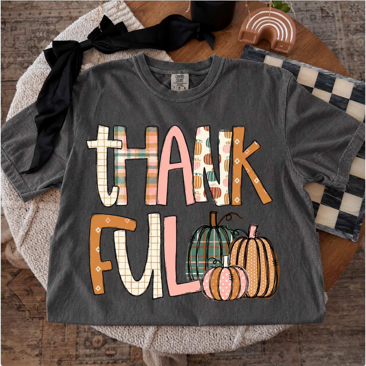 Thankful Pumpkins Comfort Colors Pepper styled color-preview mockup