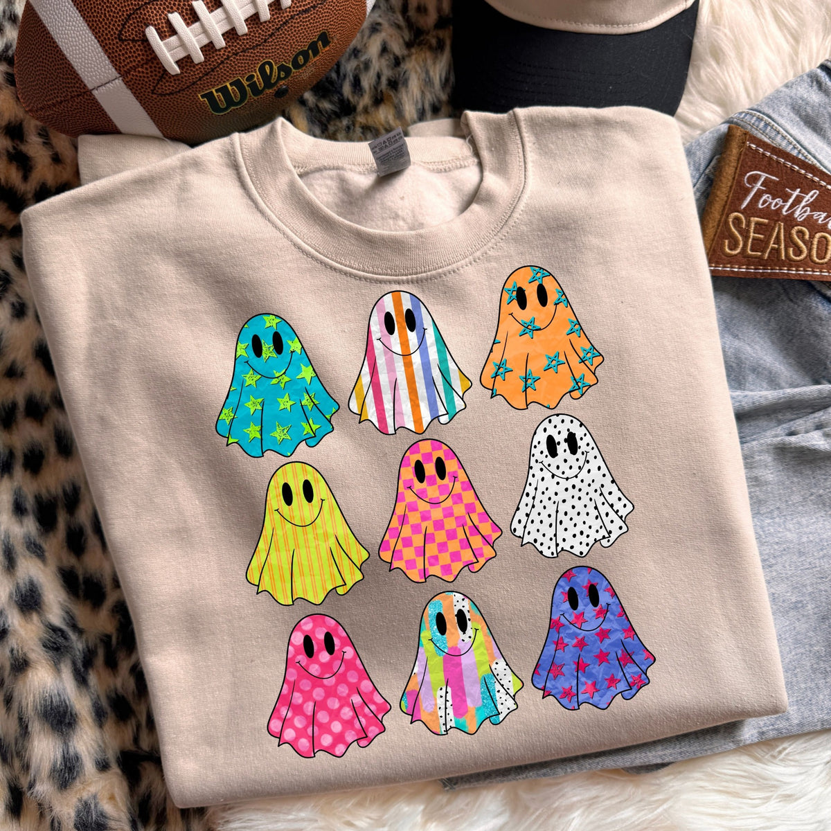 Colorful Smiley Ghosts DTF Transfer #256 mockup