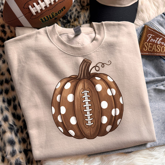 Polka Dot Football Pumpkin DTF Transfer #260 mockup
