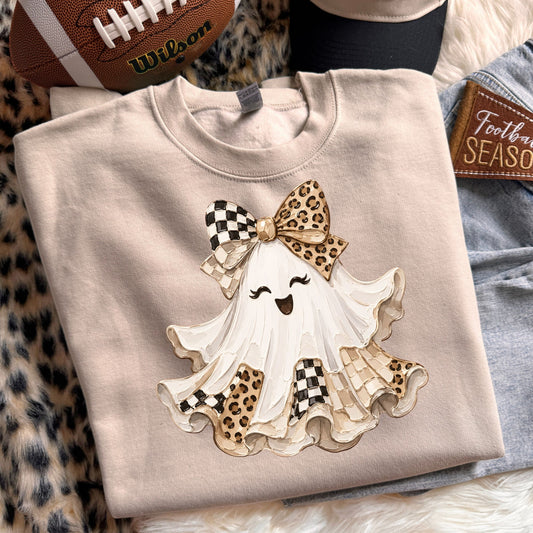 Checker Leopard Bow Ghost DTF Transfer #265 mockup