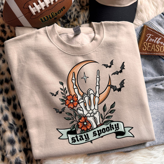 Stay Spooky Moon Skeleton Hand DTF Transfer #270 mockup
