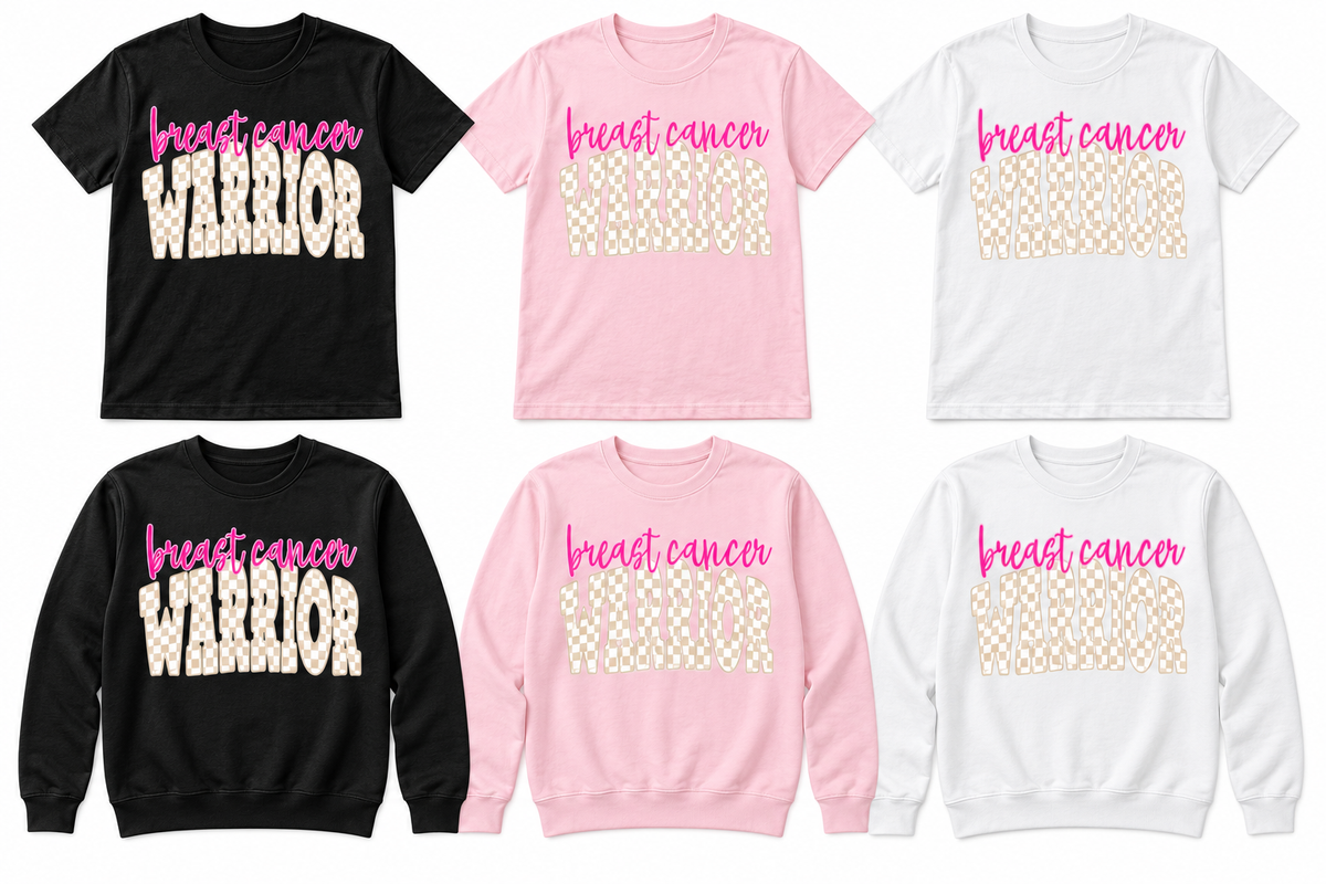 Tan Warrior on Black, Light Pink, White tees and sweatshirts
