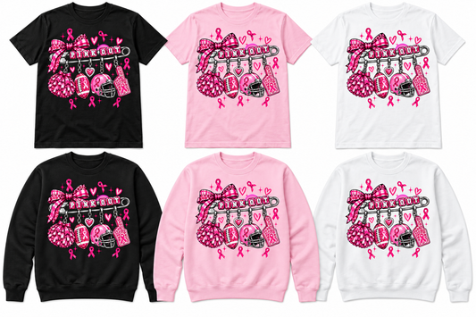 Pink Out on Black, Light Pink, White tees and sweatshirts