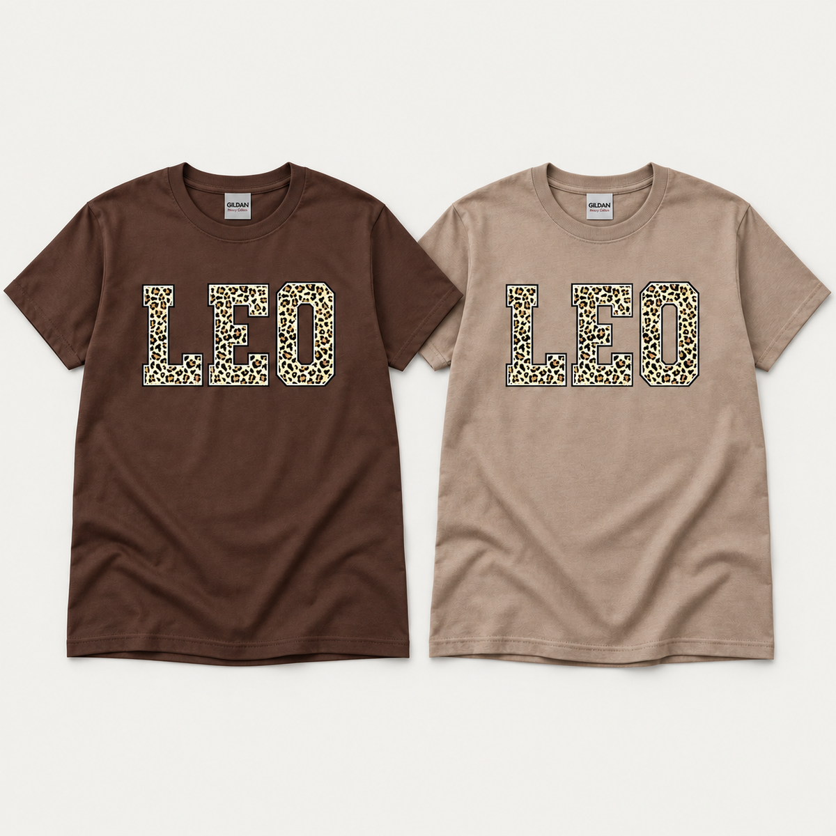 LEO leopard graphic tee in Dark Chocolate and Brown Savanna