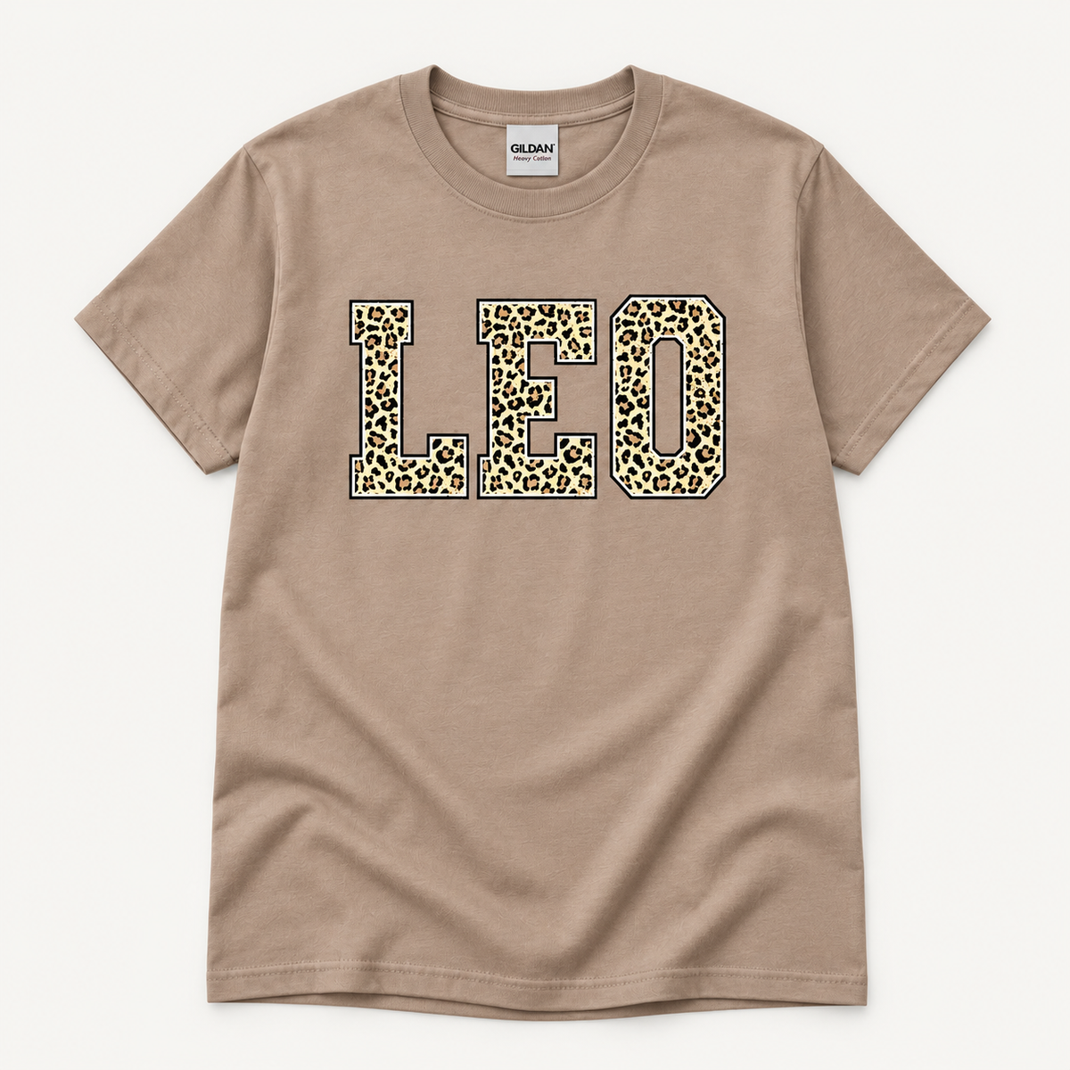 LEO leopard graphic tee in Gildan Brown Savanna