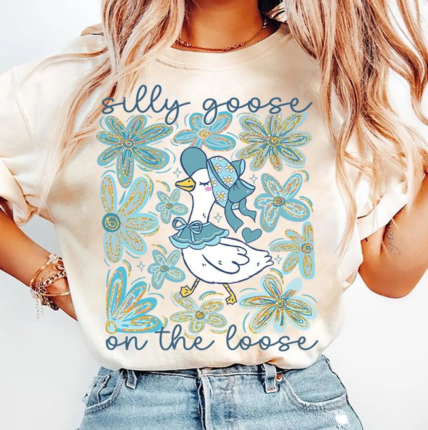 Boho Floral Goose