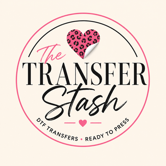 The Transfer Stash logo — DTF transfers ready to press